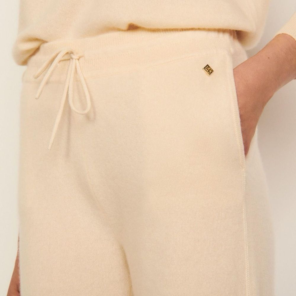 $310 Sandro Cashmere Ivory Cream Joggers Lounge Pants Large Women's 40 - Picture 8 of 8